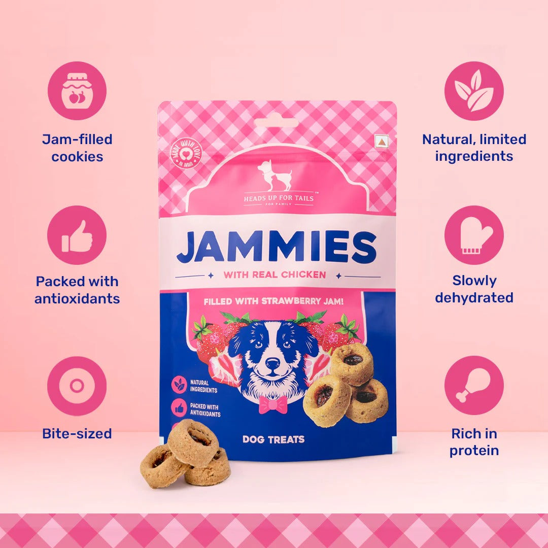 HUFT Jammies - Chicken Filled With Strawberry Jam Dog Treats - 100 g