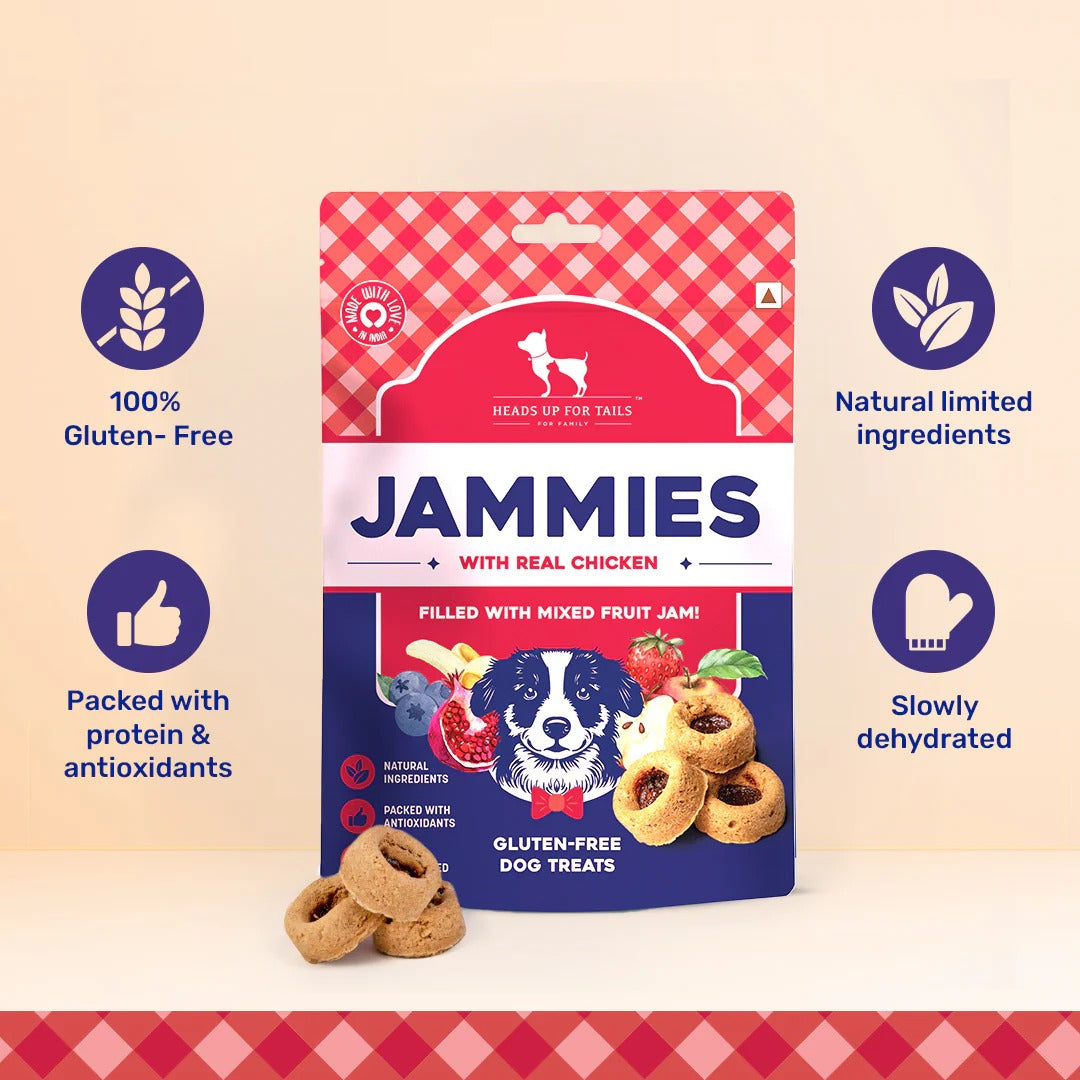 HUFT Jammies - Chicken Filled With Mixed Fruit Jam Dog Treats - 100 g