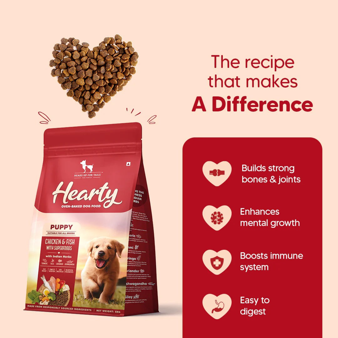 Hearty Oven-Baked Dry Food For Puppies With Chicken, Fish & Indian Herbs - All Breed 2Kilograms