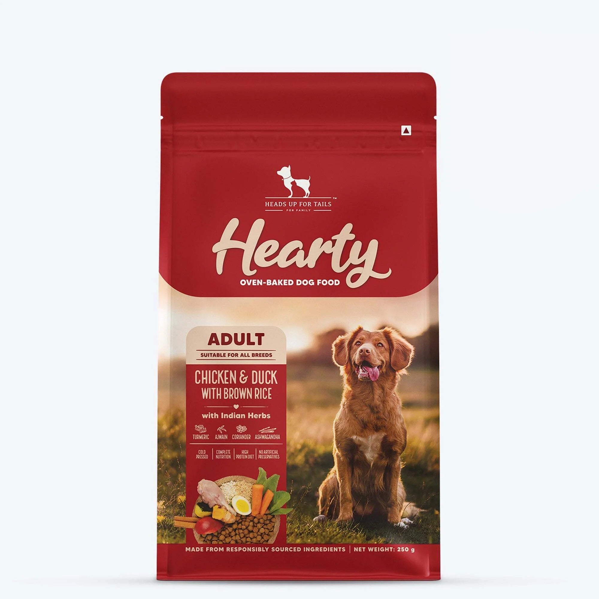 Hearty Oven-Baked Dry Food For Adult Dogs With Chicken, Duck & Brown Rice  - All Breed 2Kilograms