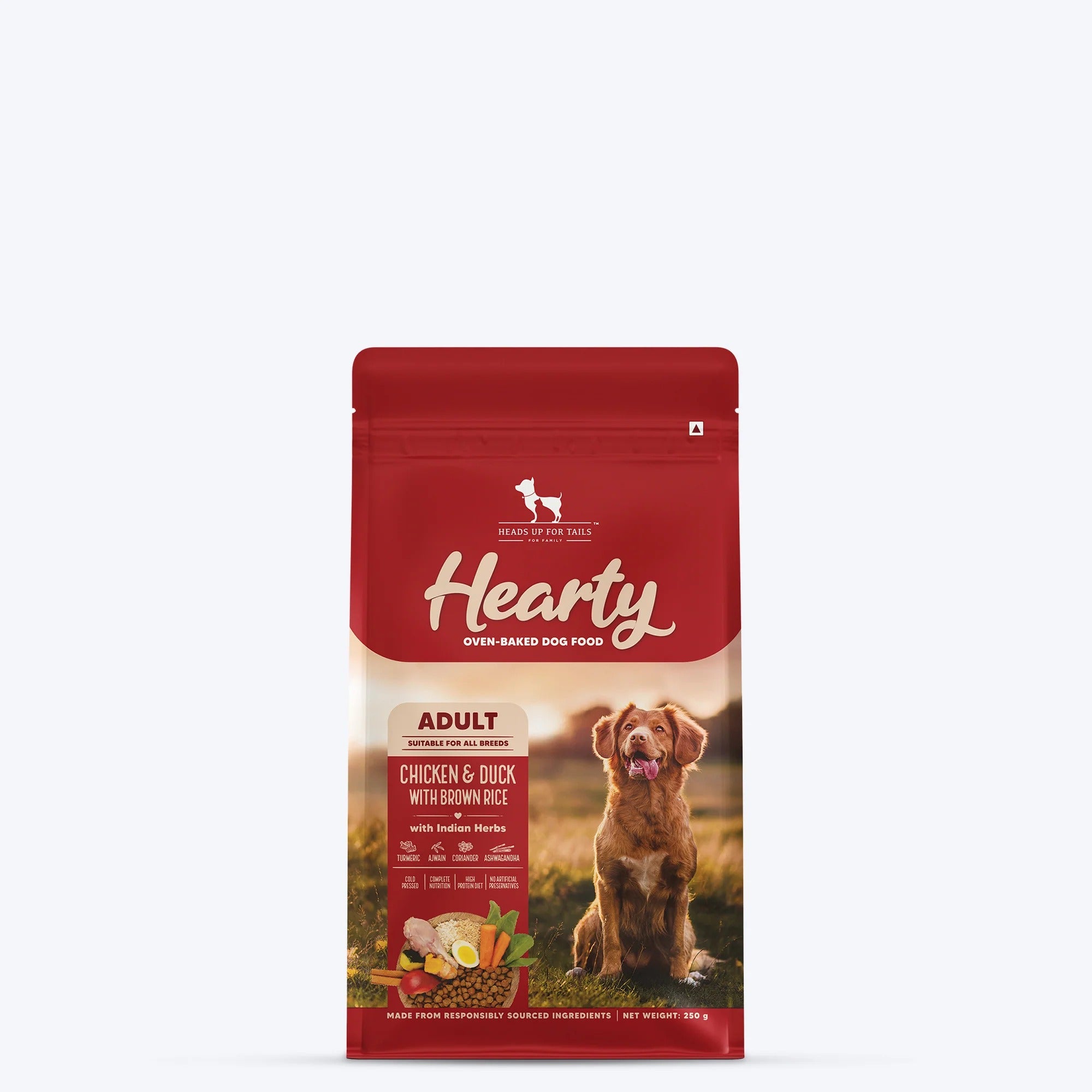 Hearty Oven-Baked Dry Food For Adult Dogs With Chicken, Duck & Brown Rice  - All Breed 2Kilograms