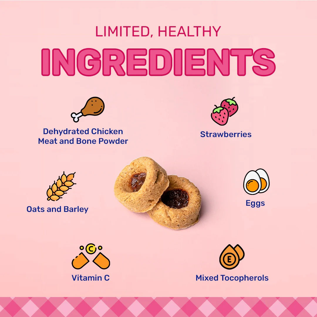 HUFT Jammies - Chicken Filled With Strawberry Jam Dog Treats - 100 g