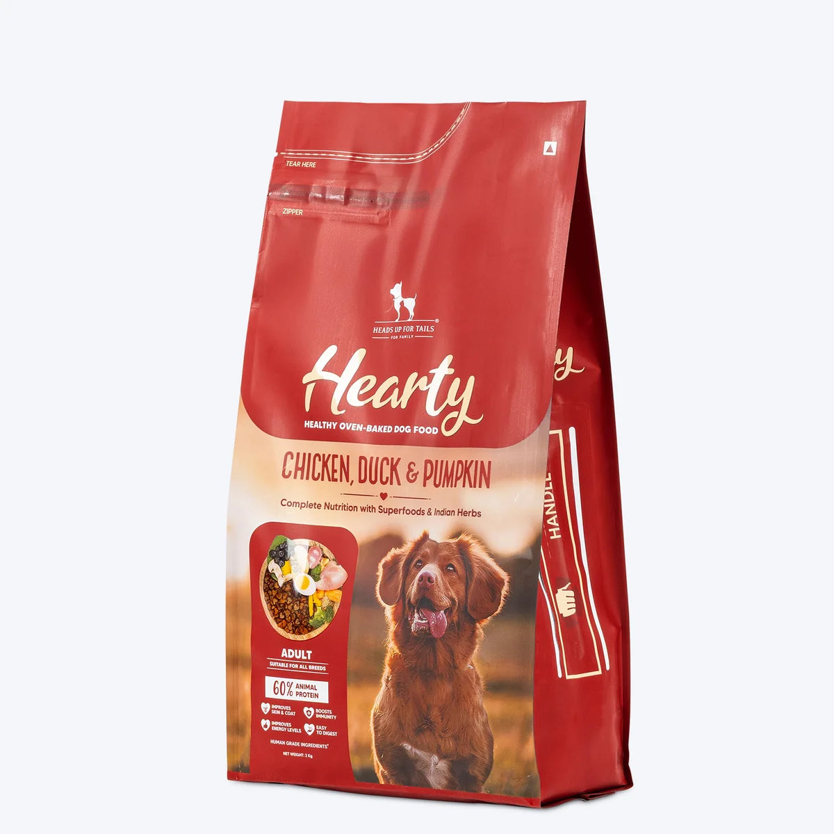 HUFT Hearty Oven-Baked Chicken, Duck & Pumpkin Adult Dog Dry Food - All Breed - 2 kg