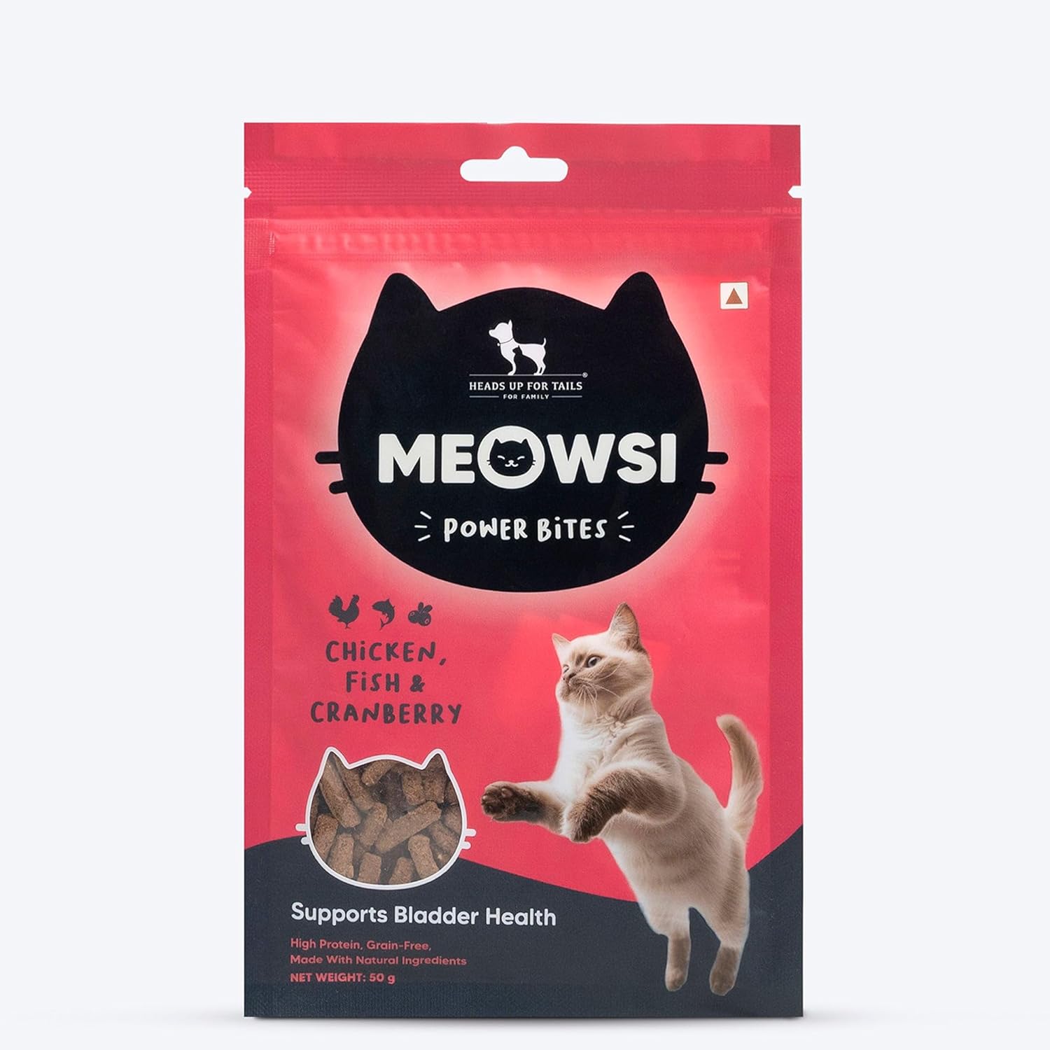 Meowsi Power Bites Chicken,Fish&Cranberry 50G