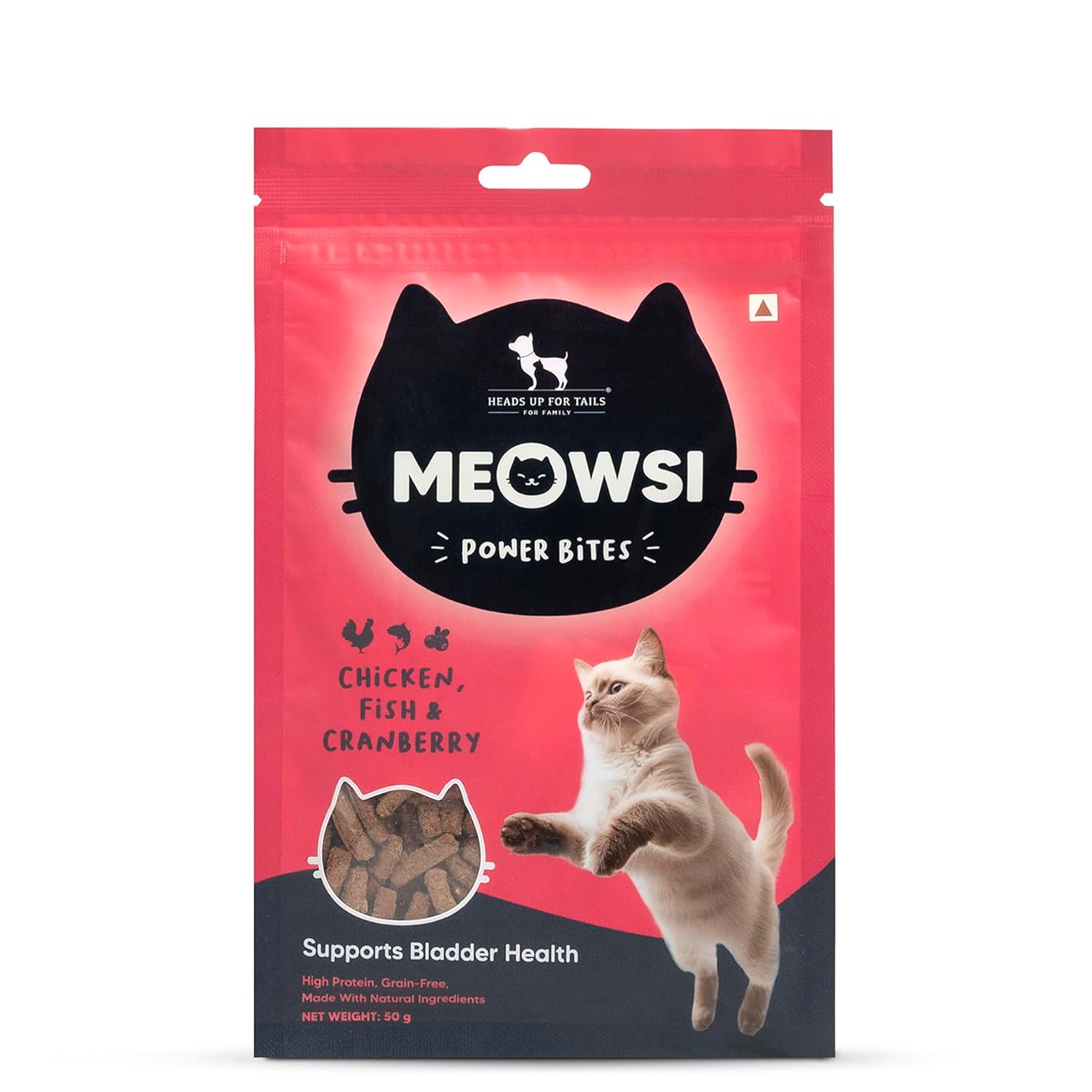 Meowsi Power Bites Chicken,Fish&Cranberry 50G