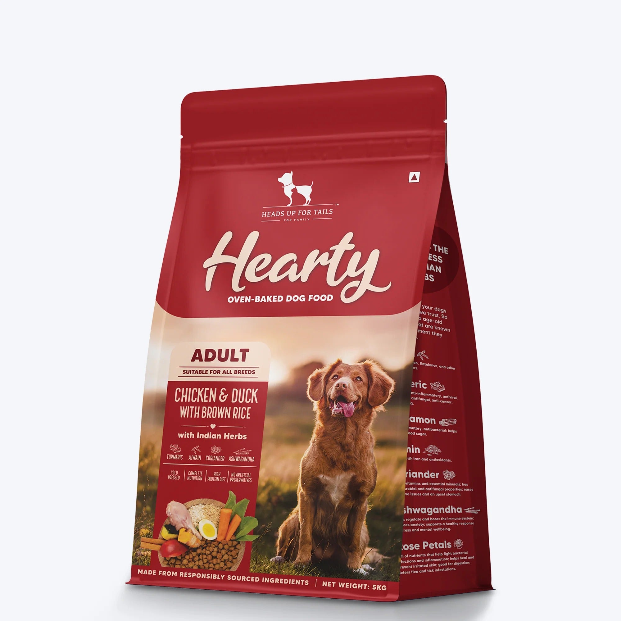 Hearty Oven-Baked Dry Food For Adult Dogs With Chicken, Duck & Brown Rice  - All Breed 2Kilograms