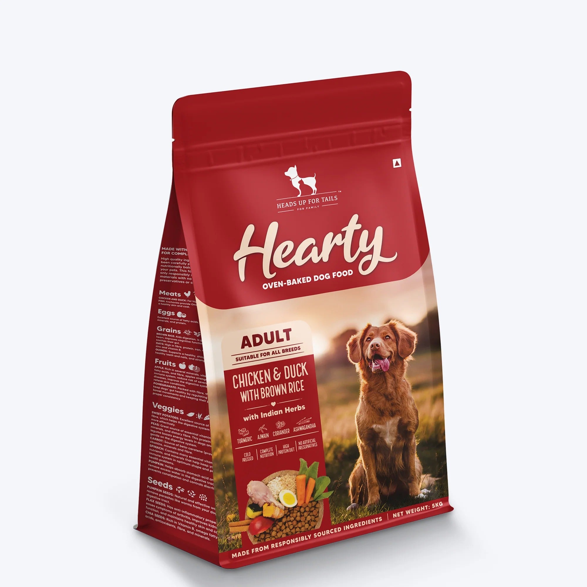 Hearty Oven-Baked Dry Food For Adult Dogs With Chicken, Duck & Brown Rice  - All Breed 2Kilograms