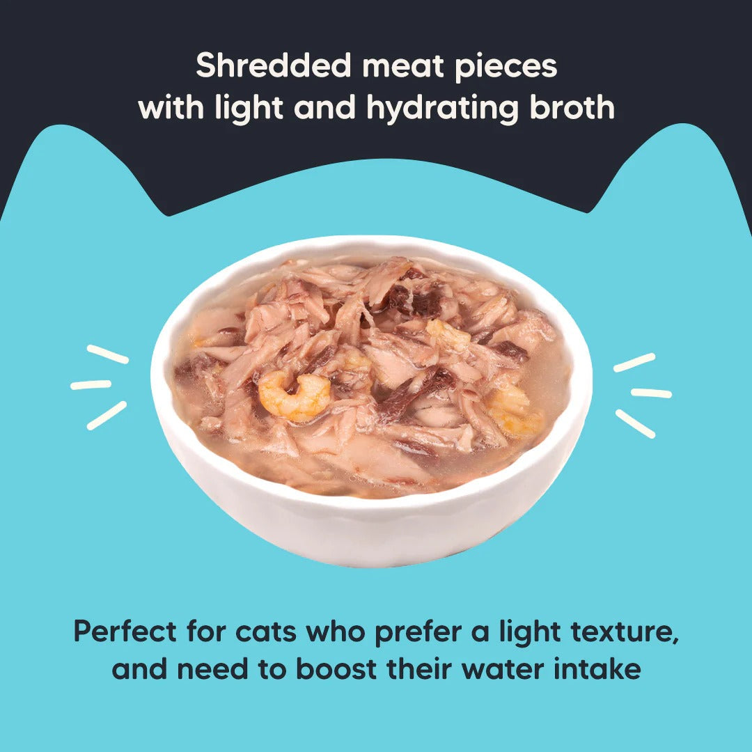 Meowsi by HUFT Tuna & Shrimp in Broth Cat Wet Food - 80 gm