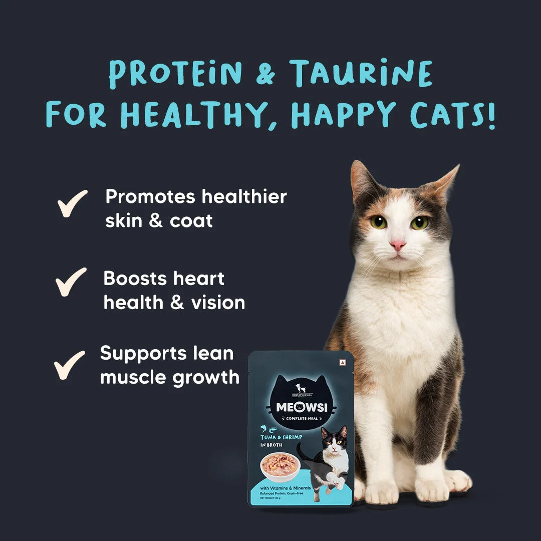 Meowsi by HUFT Tuna & Shrimp in Broth Cat Wet Food - 80 gm