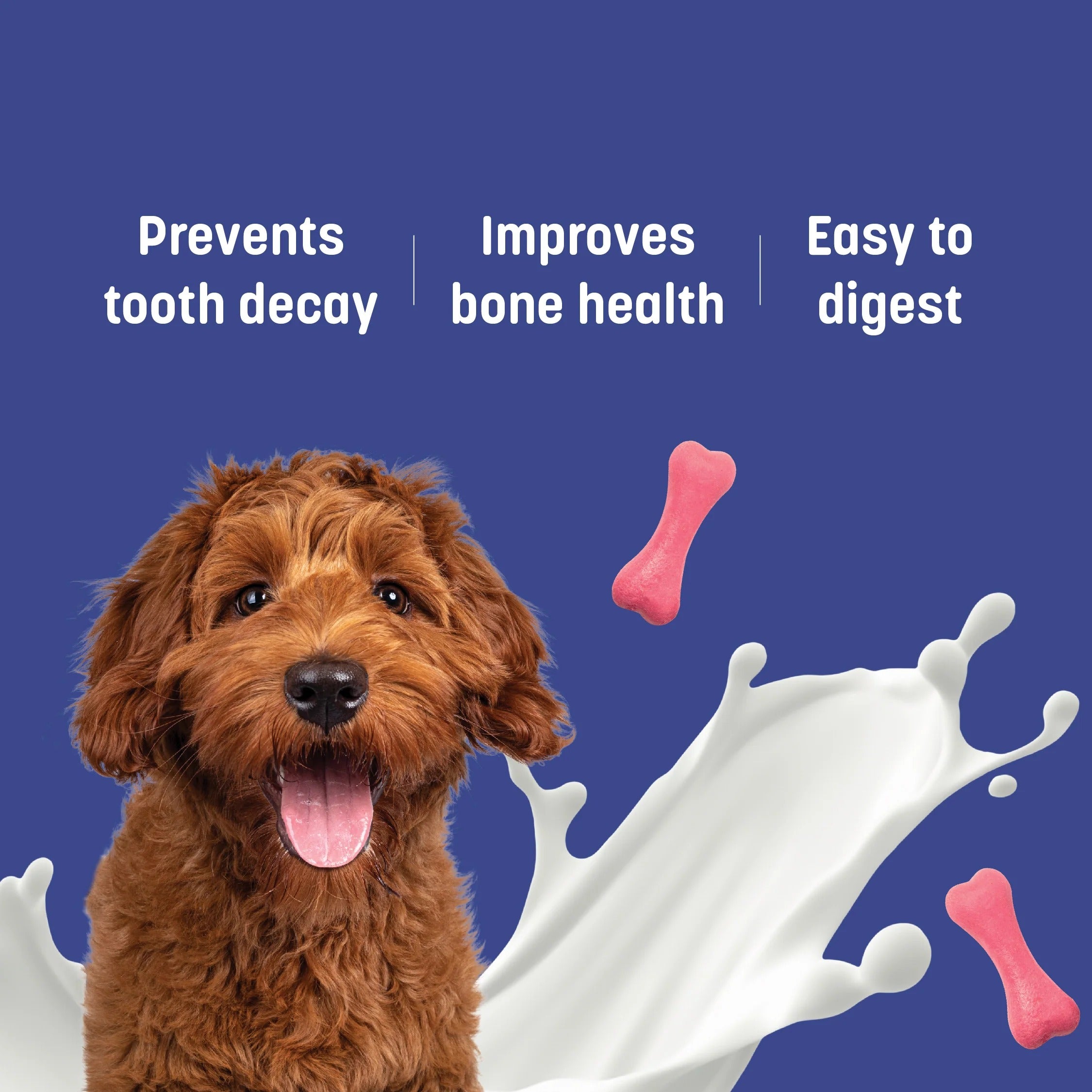 HUFT Calcium Chews Bite-Sized Bone Treats For Dog - Strawberry Flavour