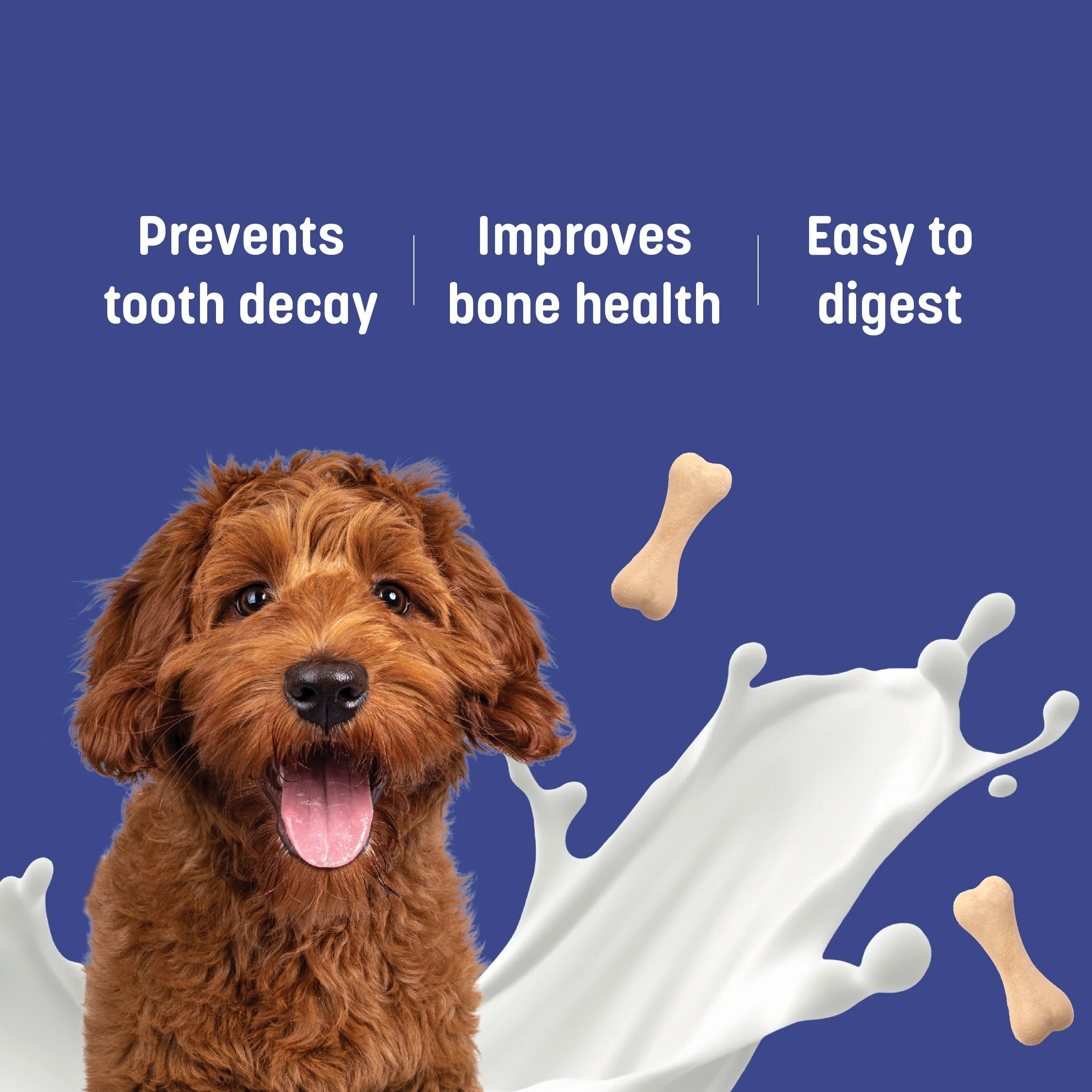HUFT Calcium Chews Bite-Sized Bone Treats For Dog - Milk Flavour - 200 gm