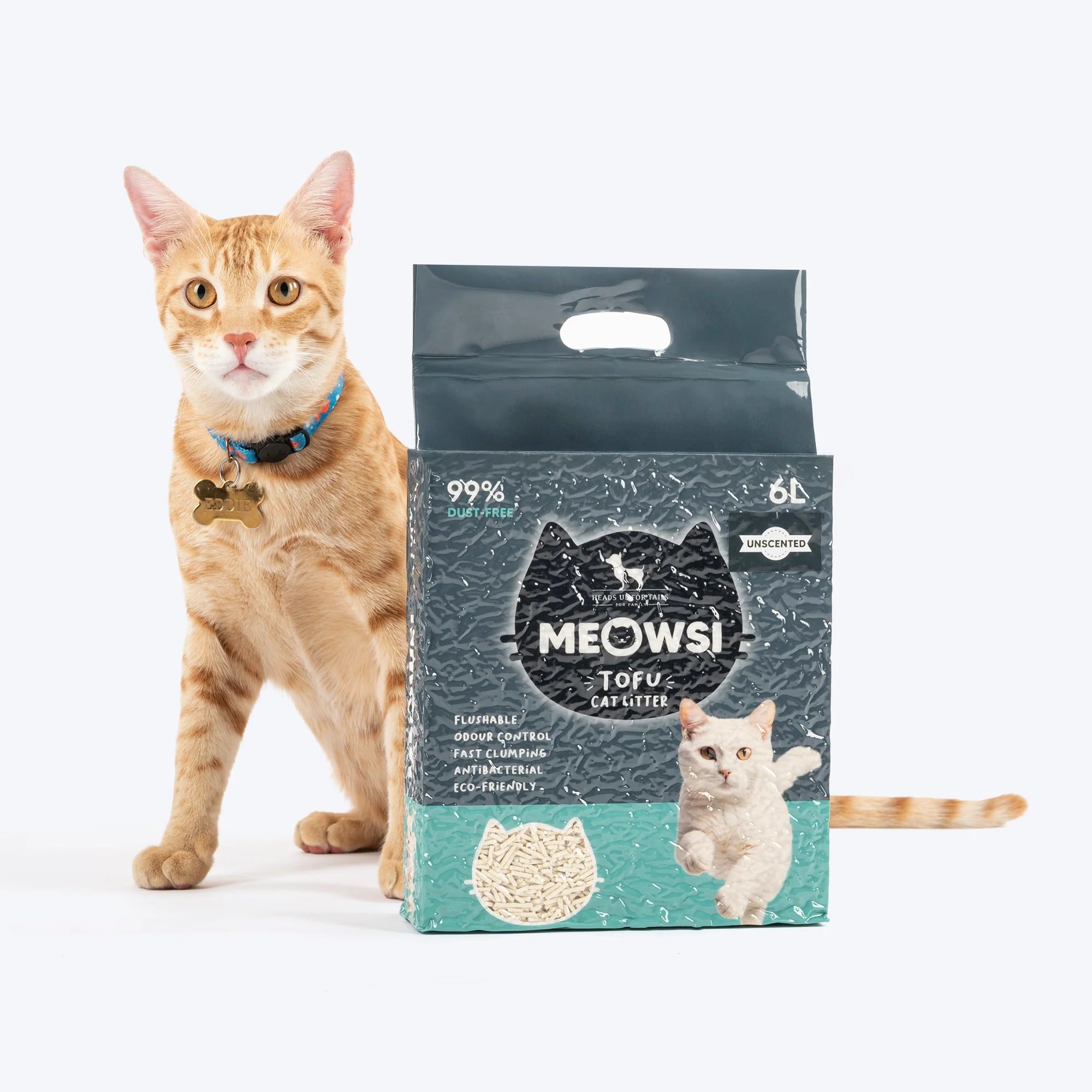 Meowsi by HUFT Tofu Cat Litter - Unscented - 6 Ltr