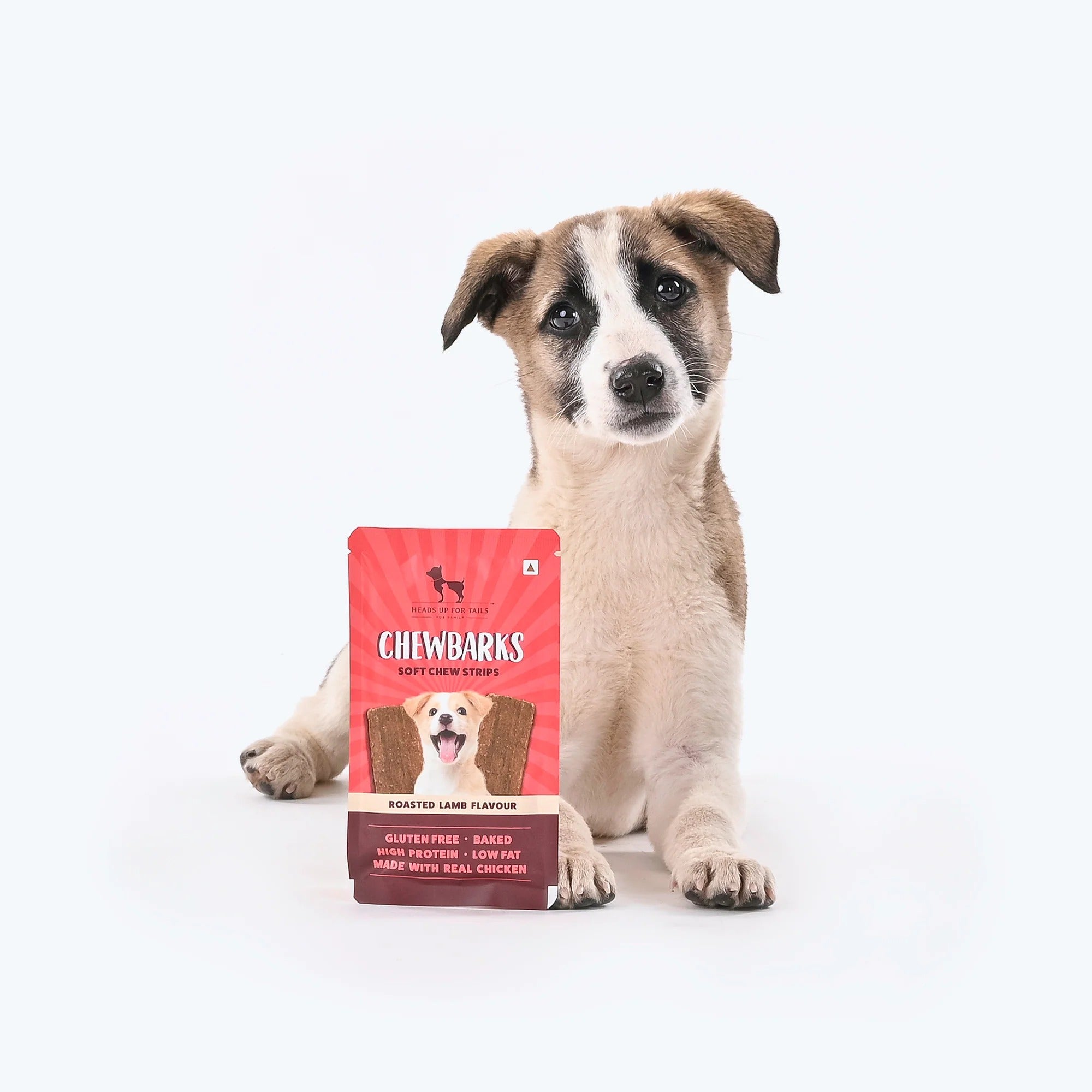 HUFT Chewbarks Dog Soft Chew Strips Treats - Roasted Lamb - 30gm