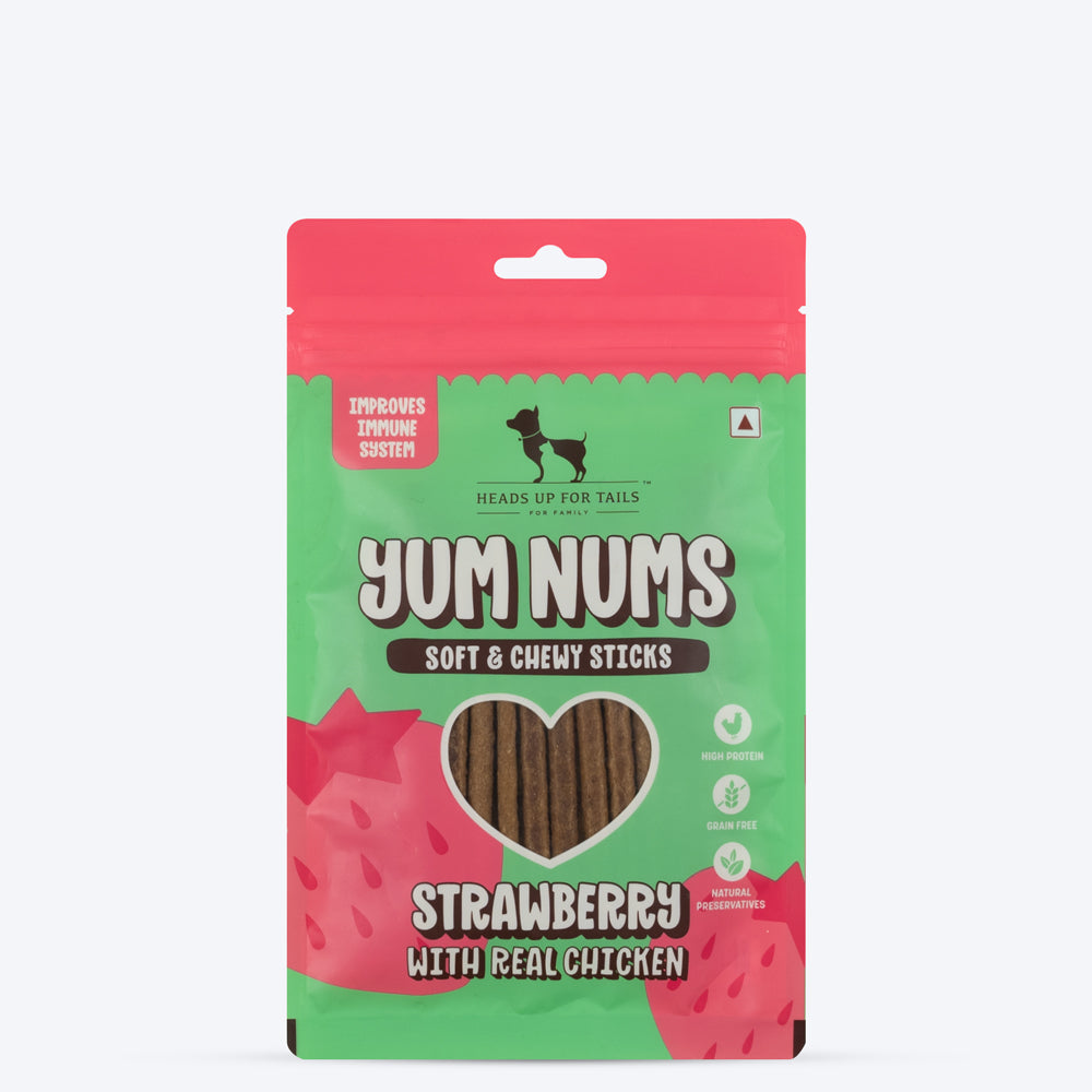HUFT Yum Nums Soft & Chewy Sticks Strawberry with Real Chicken Treat For Dogs - 75g - Heads Up For Tails