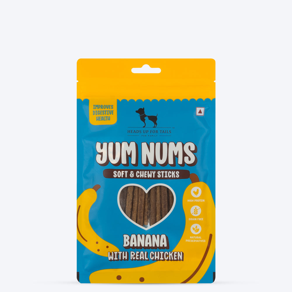 HUFT Yum Nums Soft & Chewy Sticks Banana with Real Chicken Treat For Dogs - 75g - Heads Up For Tails