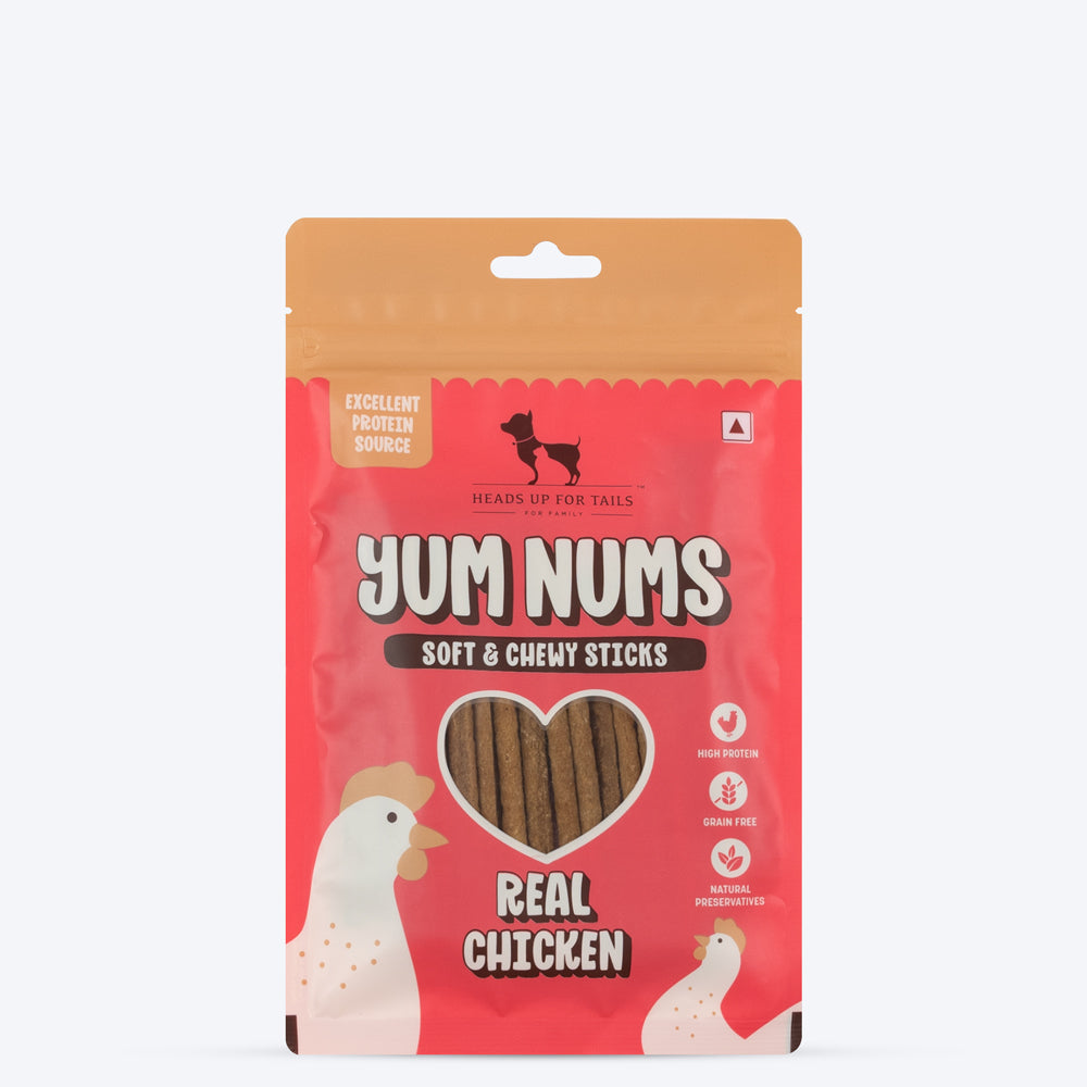 HUFT Yum Nums Soft & Chewy Sticks Real Chicken Treat For Dogs - 75g - Heads Up For Tails