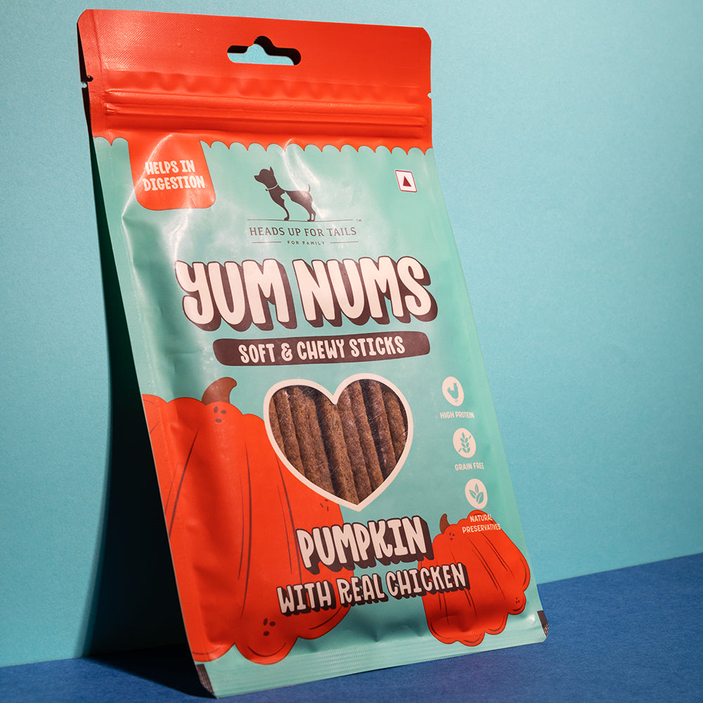 HUFT Yum Nums Soft & Chewy Sticks Pumpkin with Real Chicken Treat For Dogs - 75g - Heads Up For Tails