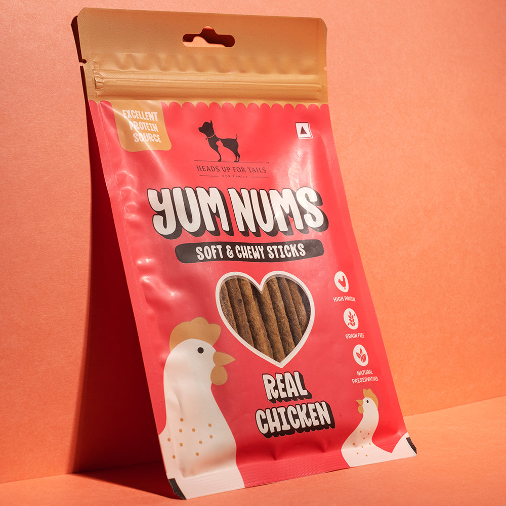 HUFT Yum Nums Soft & Chewy Sticks Real Chicken Treat For Dogs - 75g - Heads Up For Tails