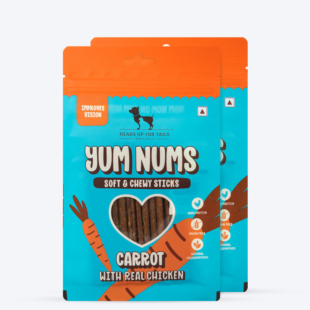 HUFT Yum Nums Soft & Chewy Sticks Carrot With Real Chicken Treat For Dogs - 75 g - Heads Up For Tails