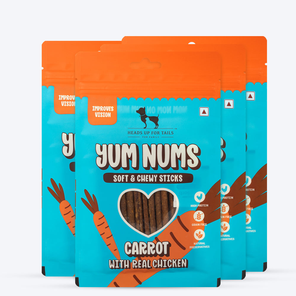 HUFT Yum Nums Soft & Chewy Sticks Carrot With Real Chicken Treat For Dogs - 75 g - Heads Up For Tails