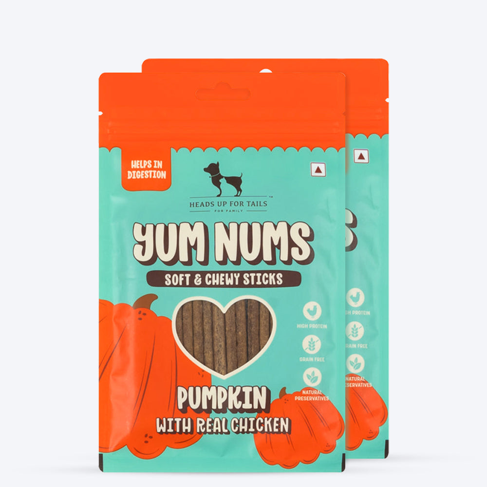 HUFT Yum Nums Soft & Chewy Sticks Pumpkin with Real Chicken Treat For Dogs - 75g - Heads Up For Tails