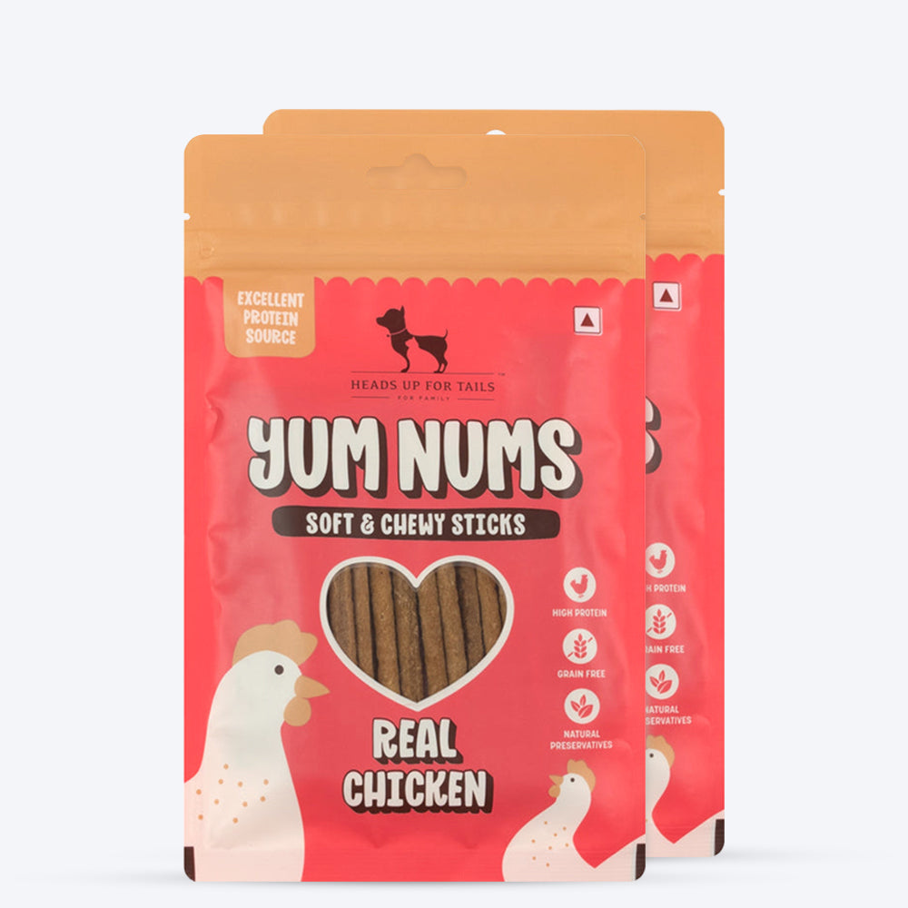 HUFT Yum Nums Soft & Chewy Sticks Real Chicken Treat For Dogs - 75g - Heads Up For Tails