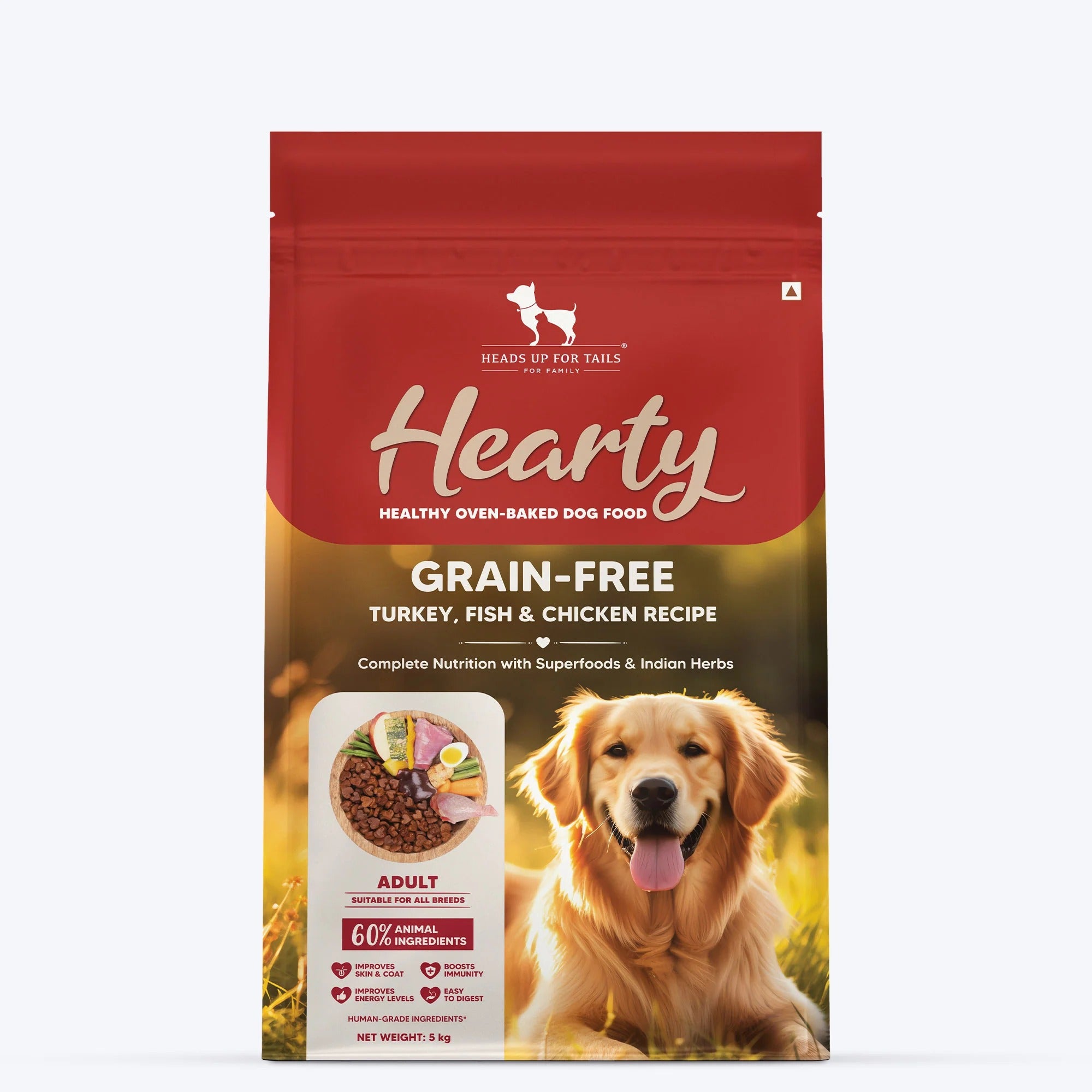 Hearty Turkey, Fish & Chicken Grain-Free Oven-Baked Adult Dog Food - All Breeds