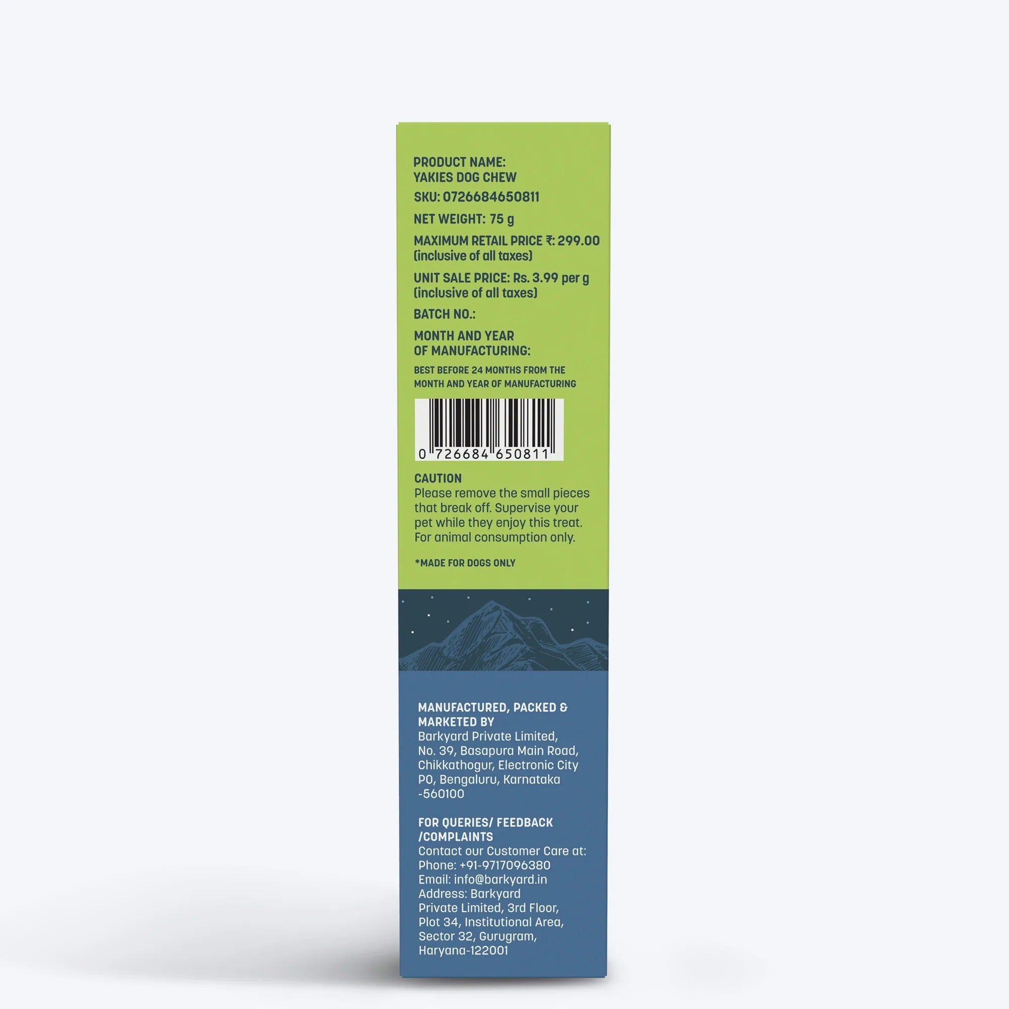 HUFT Yakies Vegetarian Natural Chew Bone - Mint