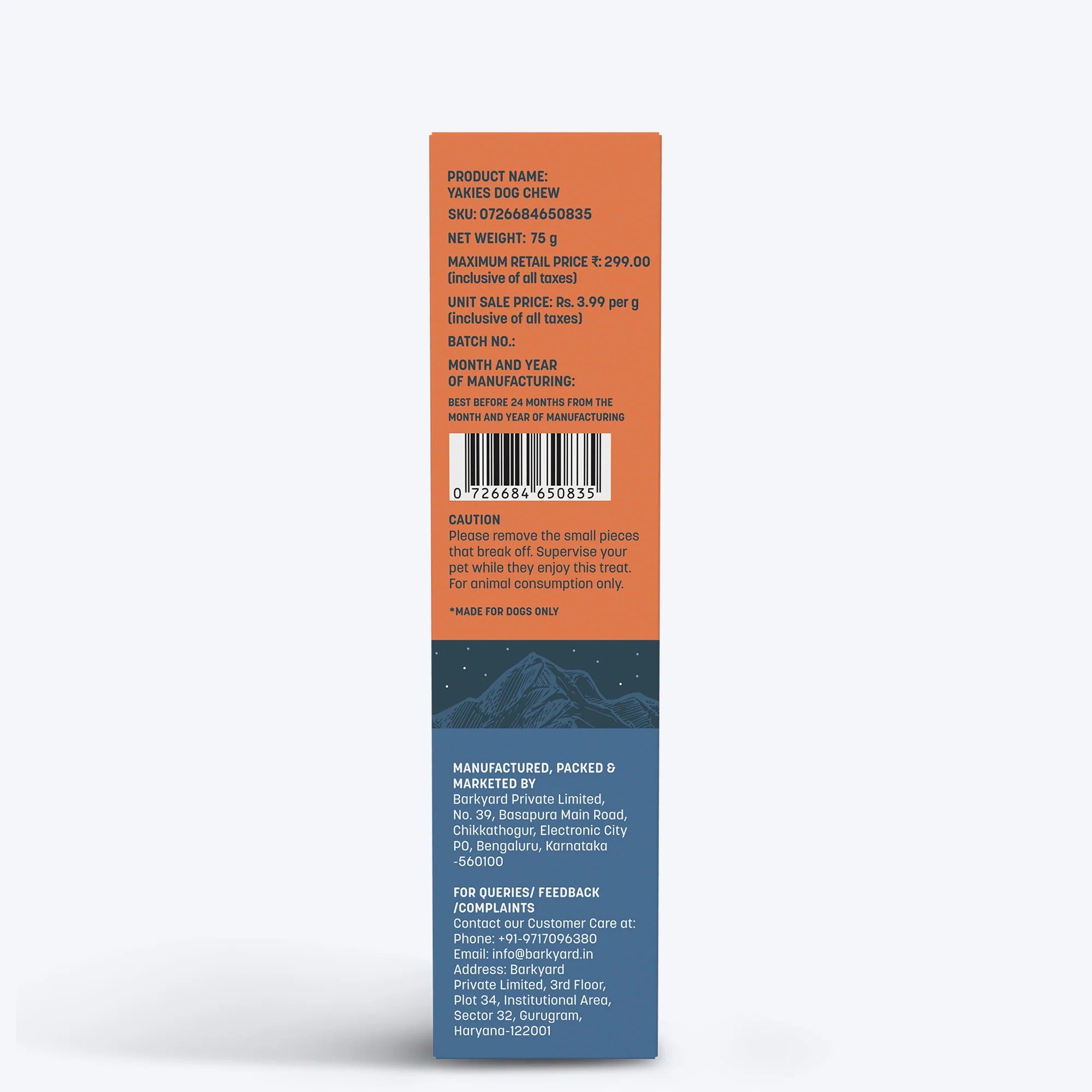 HUFT Yakies Vegetarian Natural Chew Bone - Turmeric