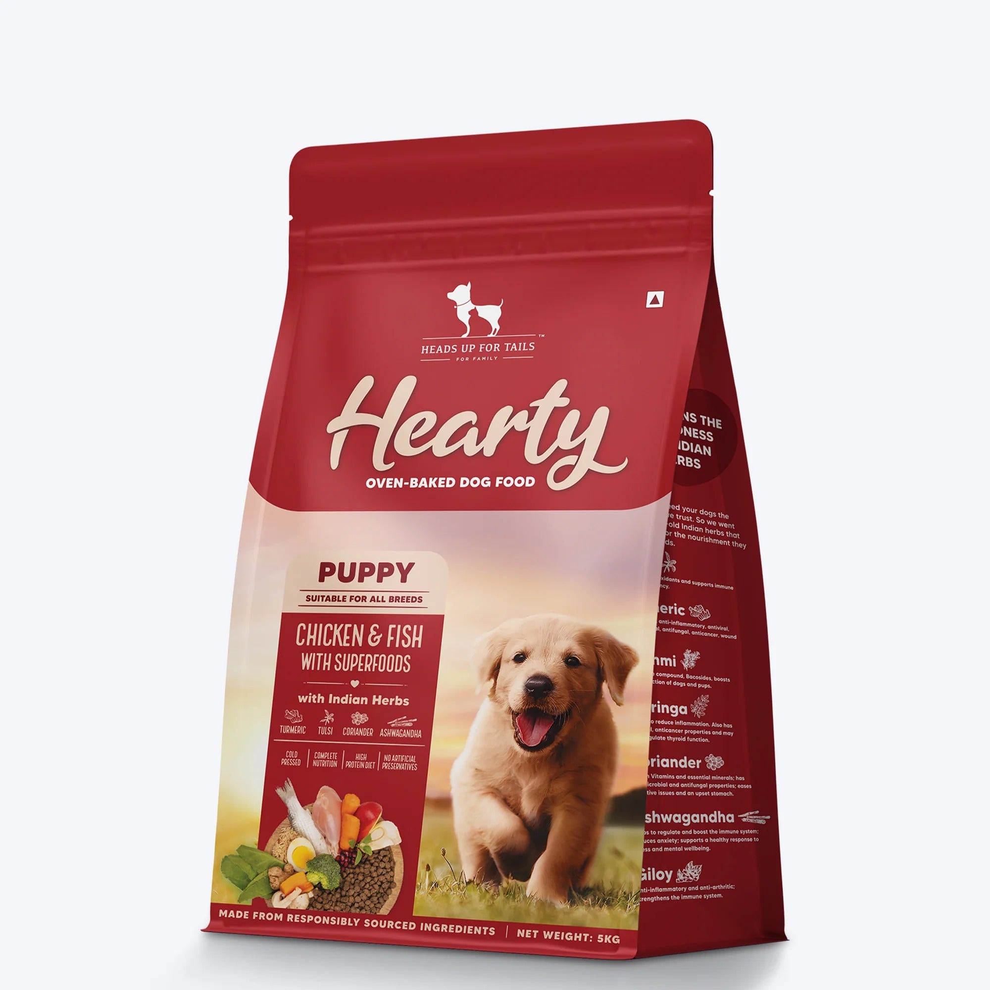 Hearty Oven-Baked Dry Food For Puppies With Chicken, Fish & Indian Herbs - All Breed 2Kilograms