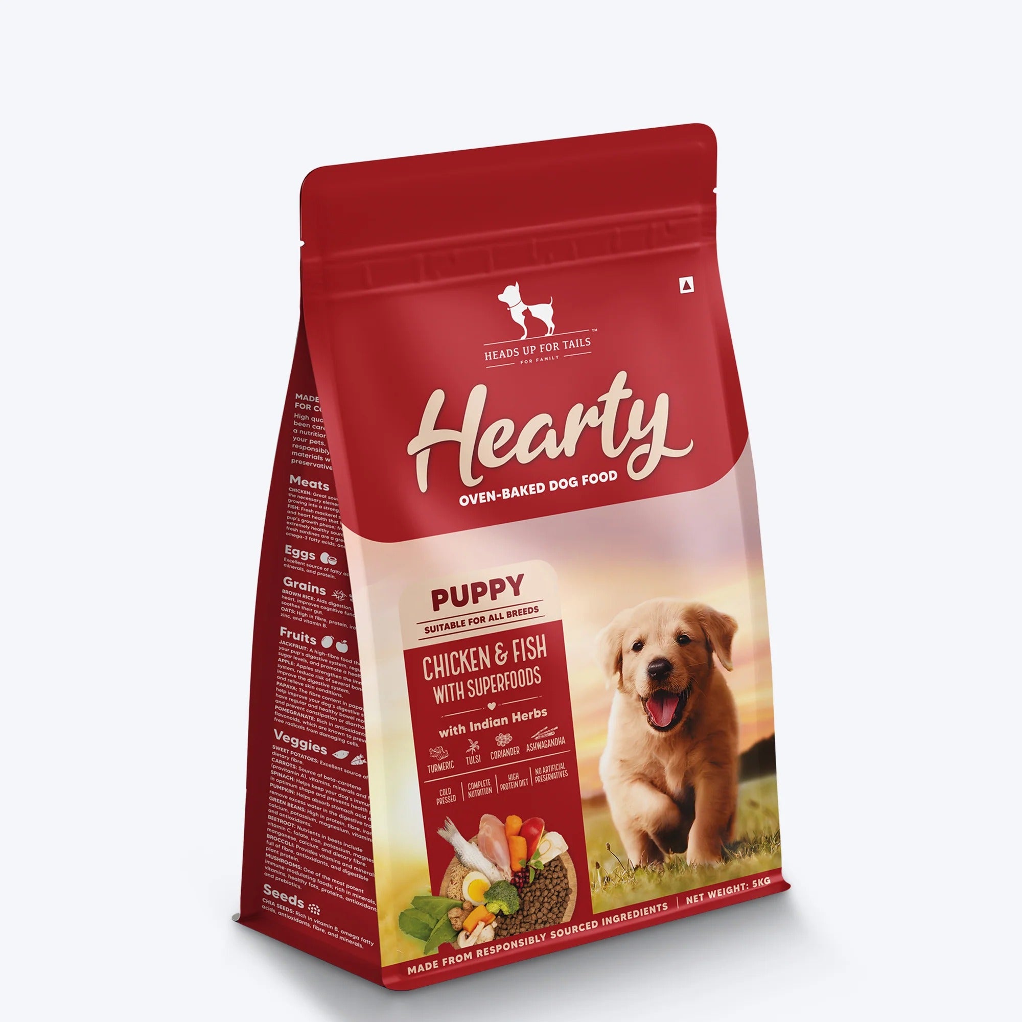 Hearty Oven-Baked Dry Food For Puppies With Chicken, Fish & Indian Herbs - All Breed 2Kilograms