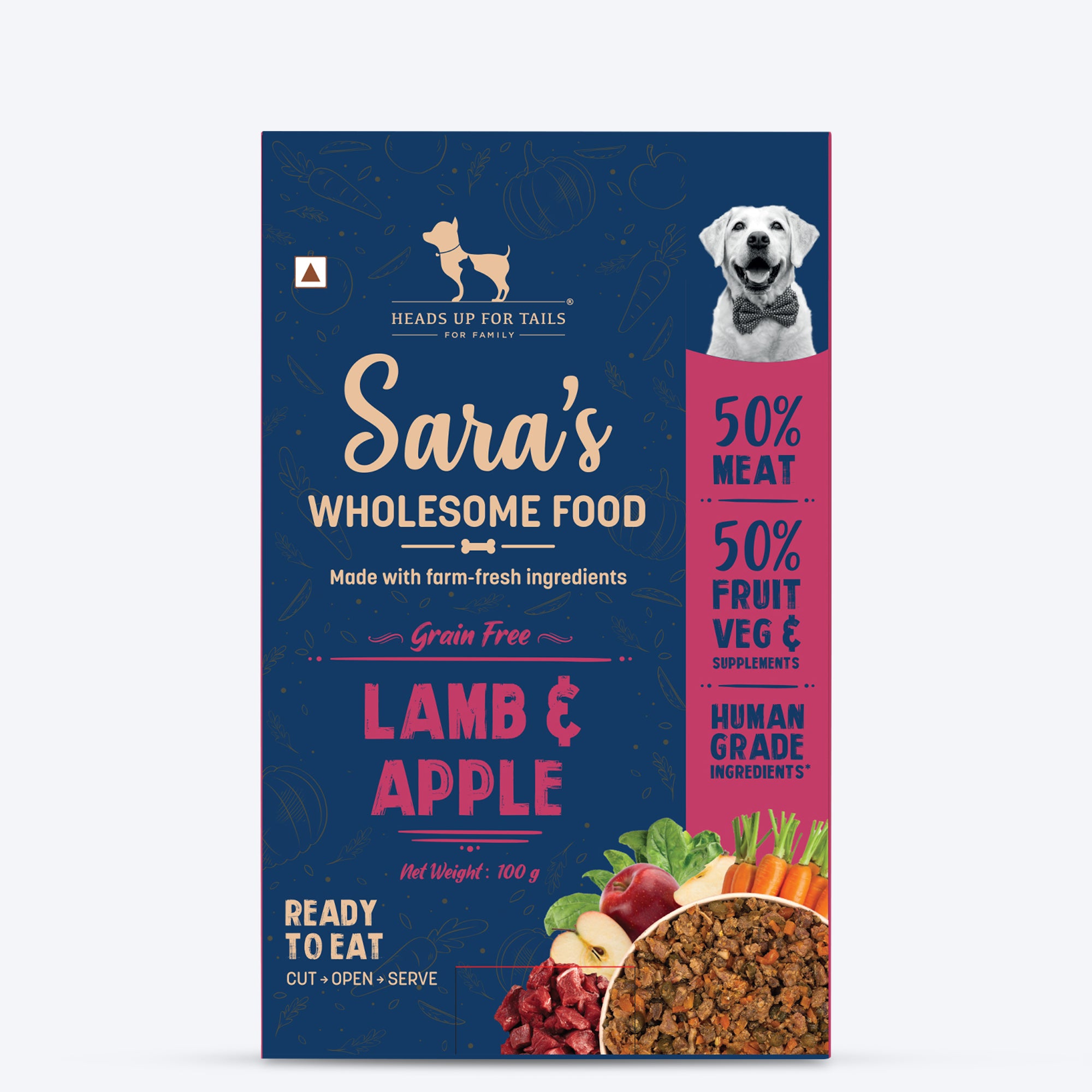 HUFT Sara's Wholesome Food - Grain-Free Lamb And Apple Dog Food - 300 g