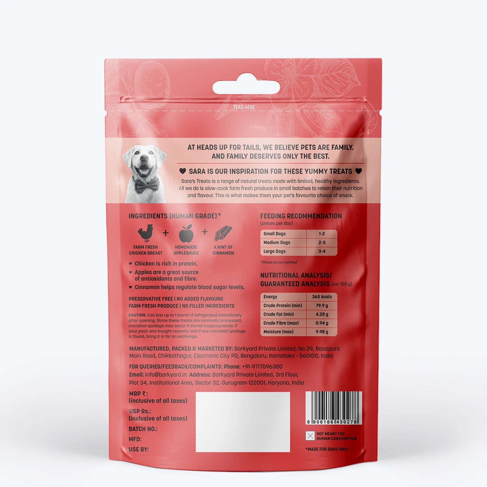 Sara's Doggie Treats - Chicken with Home-made Applesauce - 70 g