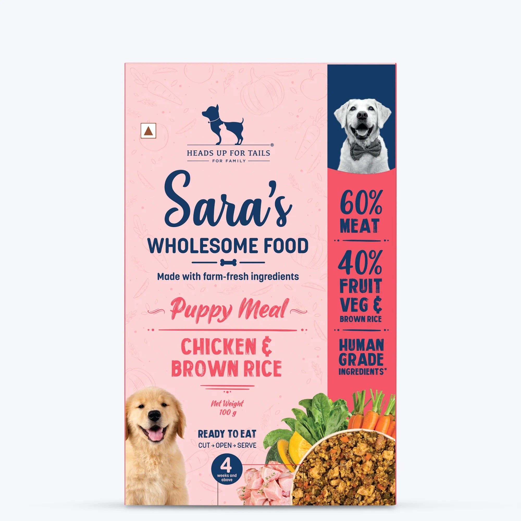 Sara's Wholesome Chicken & Brown Rice Wet Food For Puppy - 100 gm